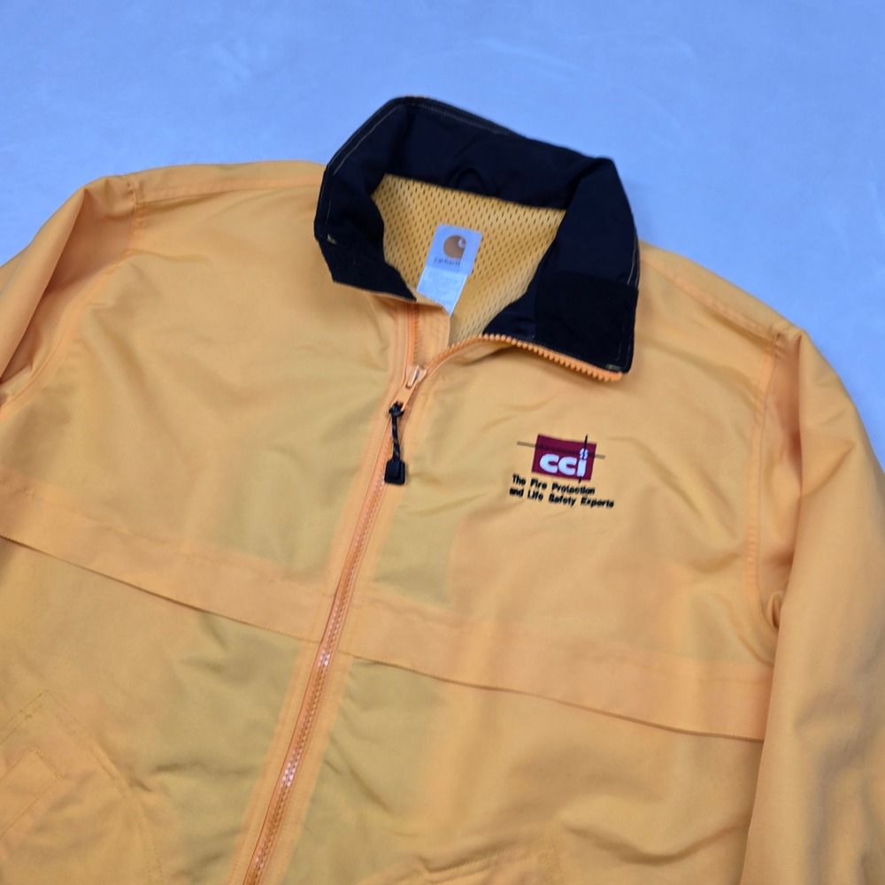 Carhartt Workshield Jacket Mens Medium Yellow Vented J104 Co. Logo Workwear - Picture 4 of 13